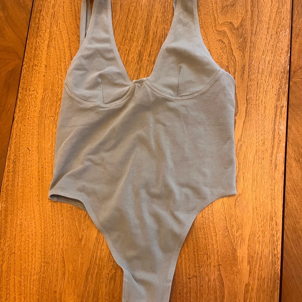 Cotton Cupped One-Piece Bodysuit in Sage